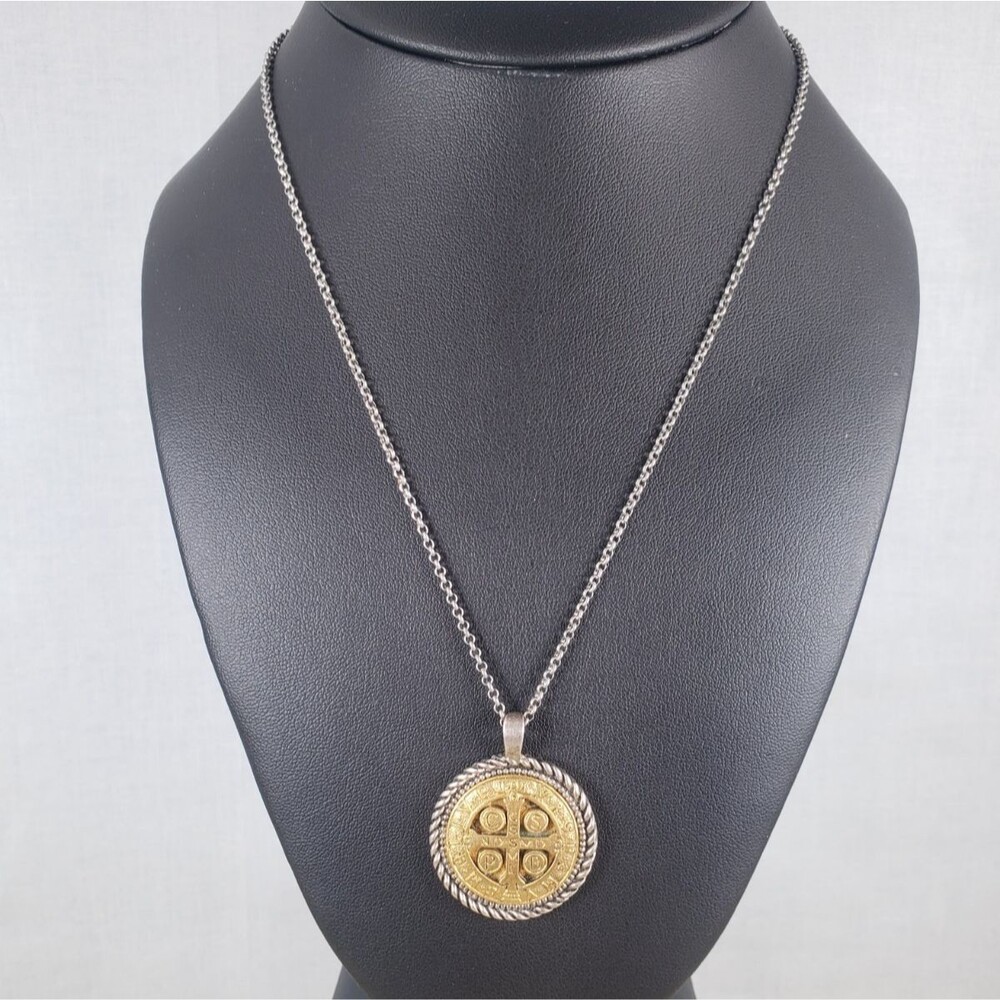 Vintage Saint Benedict of Nursia Exorcism Crucifix Cross Pendant Necklace